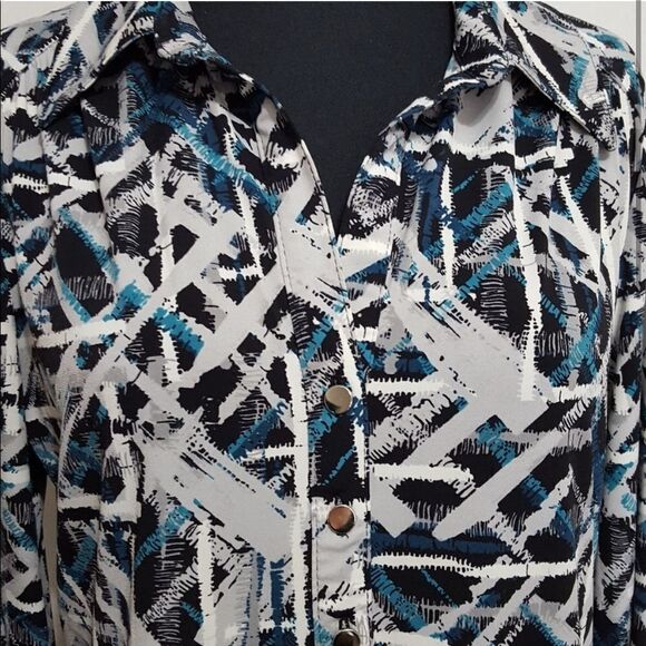 Alfani Silky Stretch Knit Collar Blouse Large - Picture 5 of 8